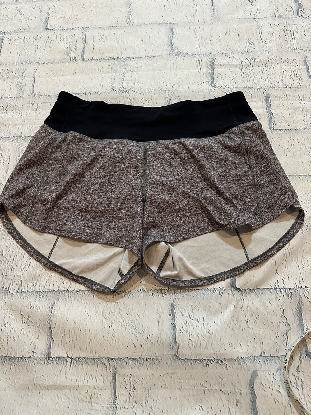 lululemon athletica Grey Marled with Black Waistband Athletic Shorts
